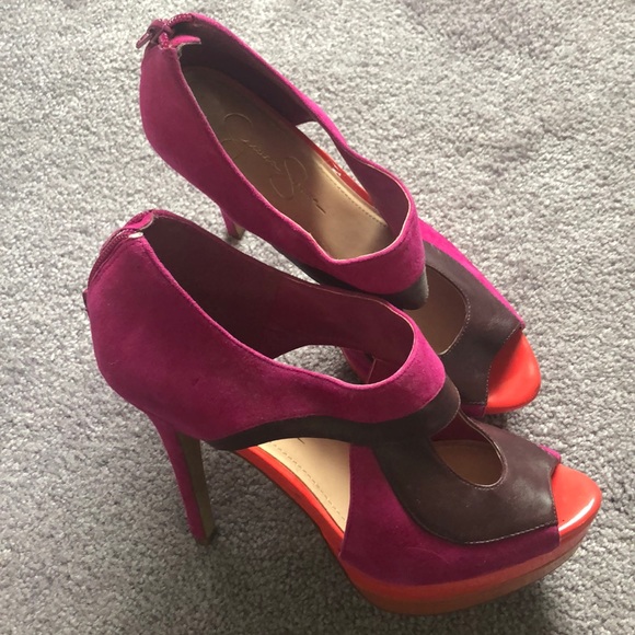 jessica simpson multi colored heels